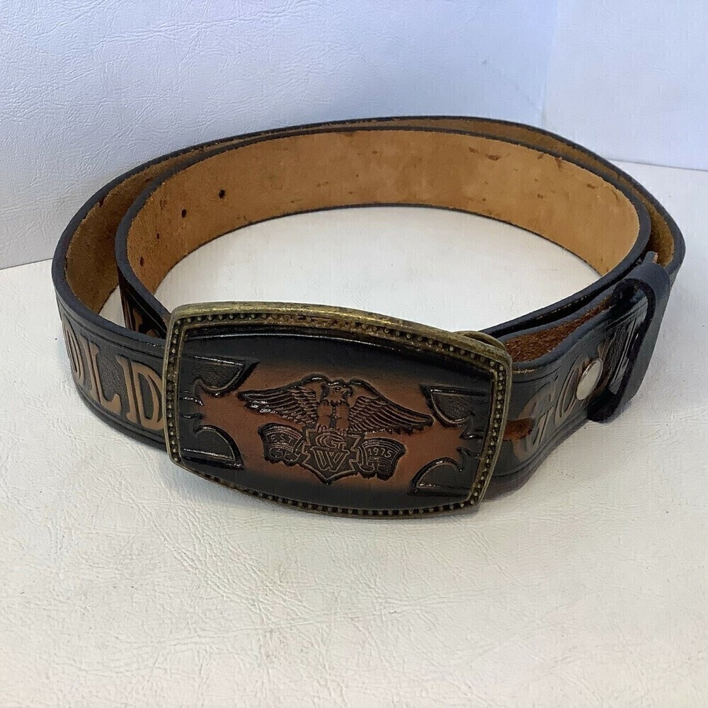 Vintage Gold Wing Leather Belt w/Buckle BB-317 Alumaline 4108 45"